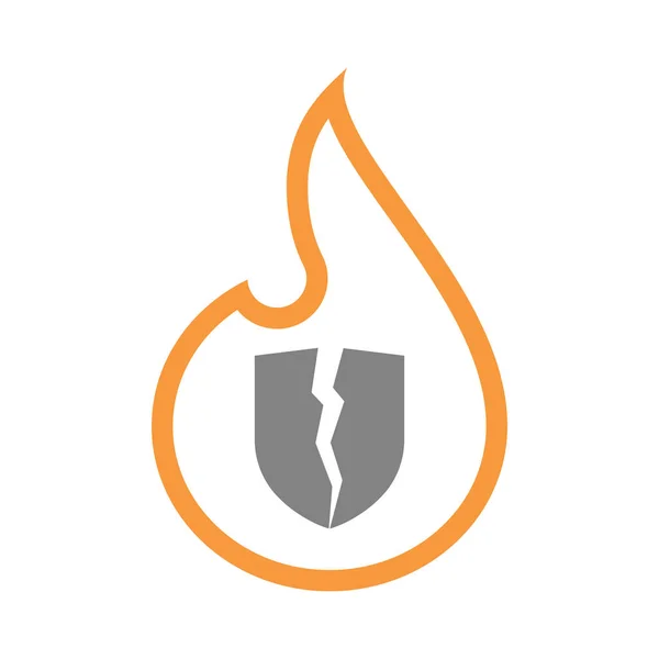 Izolované plamen s broken shield — Stockový vektor