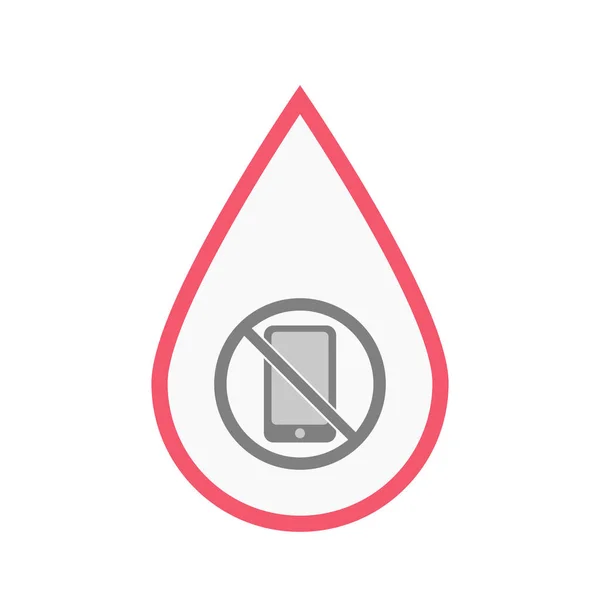 Gota de sangre aislada con un teléfono en una señal no permitida — Vector de stock
