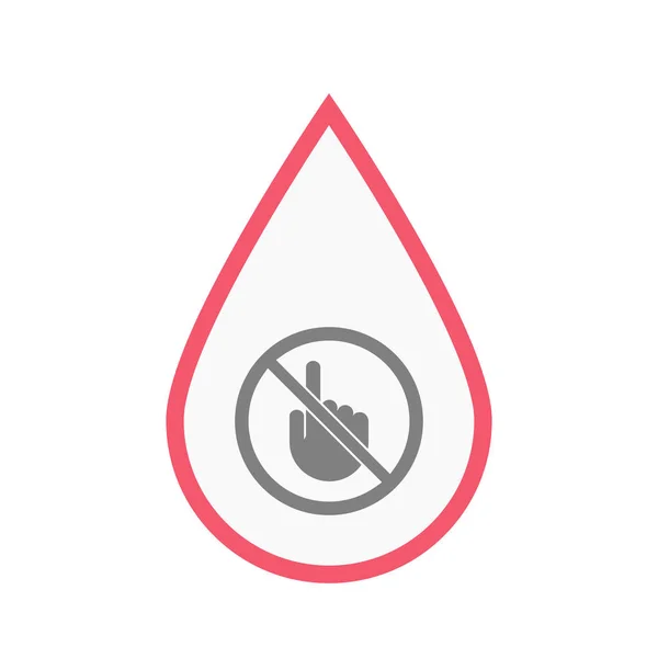 Gota de sangue isolada com uma mão tocando em um sinal não permitido — Vetor de Stock