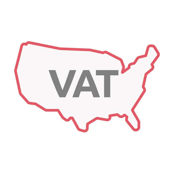 Mapa aislado de Estados Unidos con el acrónimo IVA del impuesto sobre el valor añadido — Vector de stock