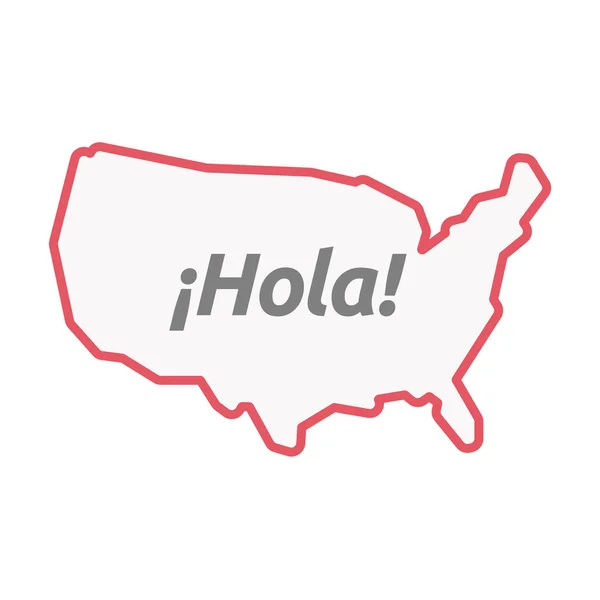 Mapa aislado de Estados Unidos con el texto Hello! en español — Vector de stock