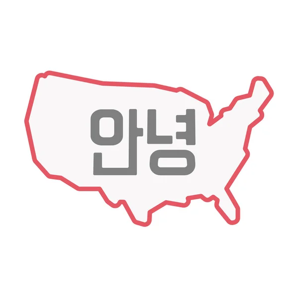 A koreai nyelvű szöveg Hello elszigetelt Usa Térkép — Stock Vector