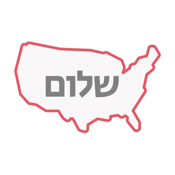 Isolerade Usa karta med texten Hej på hebreiska — Stock vektor