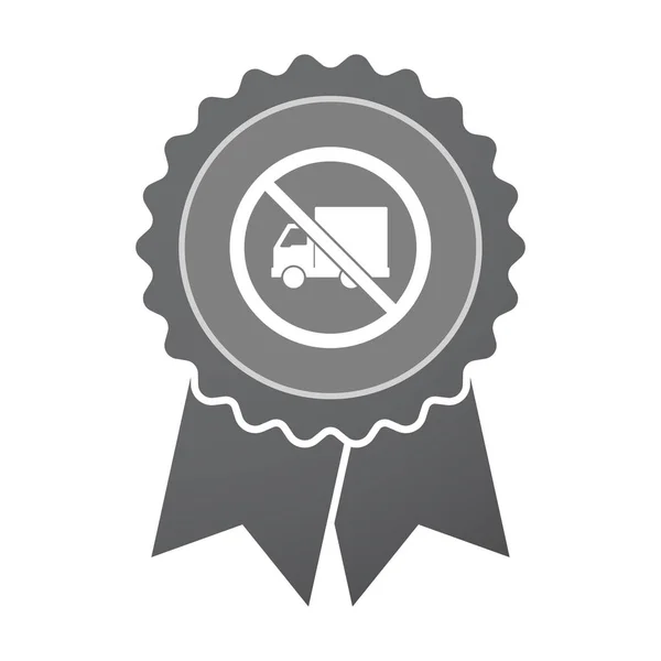 Isolated badge with  a delivery truck  in a not allowed signal — Stock Vector