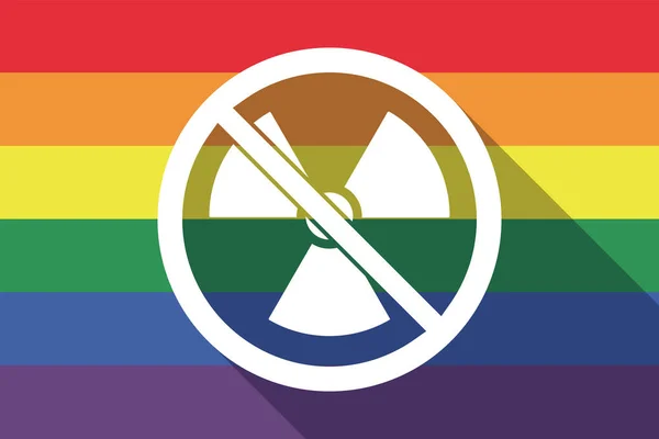 Lunga ombra gay orgoglio bandiera con un radioattività segno in un non — Vettoriale Stock