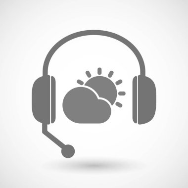 Bir cl parlayan güneş ile kulaklık izole eller serbest