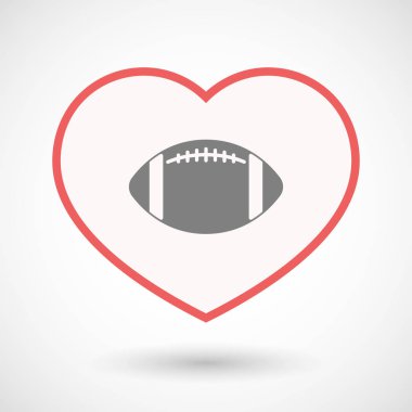 İzole hat sanat kalple bir Amerikan futbolu balonu