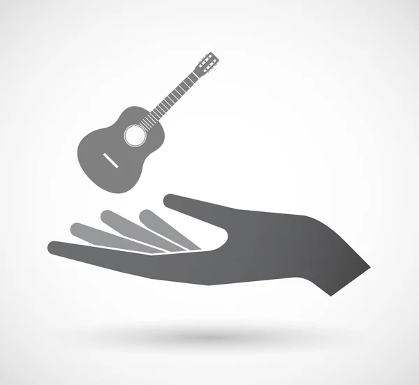 Izolované ruka s šest smyčcových akustická kytara — Stockový vektor