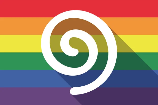 Longue ombre gay pride drapeau avec une spirale — Image vectorielle
