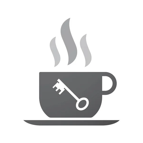Tasse à café isolée avec une clé vintage — Image vectorielle