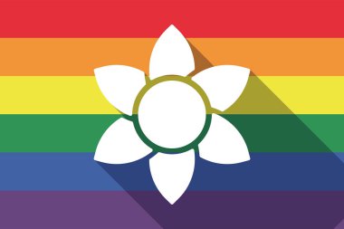 Uzun gölge Eşcinsel gurur bayrakla bir lotus çiçeği