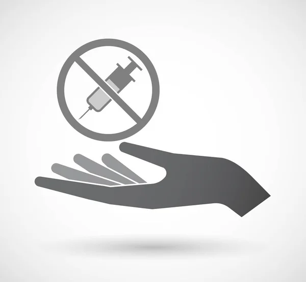Izolované ruka s injekční stříkačkou v signál není povoleno — Stockový vektor