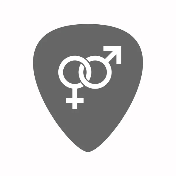 Elszigetelt gitár pengető, egy átlapolt nő egy férfi nemi — Stock Vector