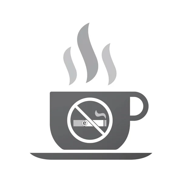 Taza aislada de café con un cigarrillo electrónico en una signa no permitida — Archivo Imágenes Vectoriales