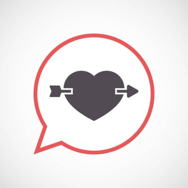 Bir okla piercing kalpli izole komik balon