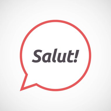 Hello metnini ile izole komik balon! Fransız langu