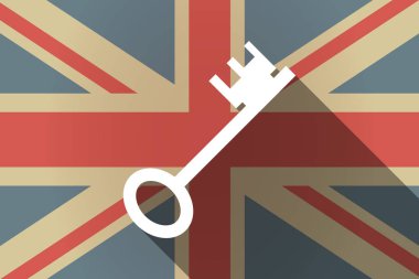 Uzun gölge İngiltere bayrağı ile bir vintage anahtar