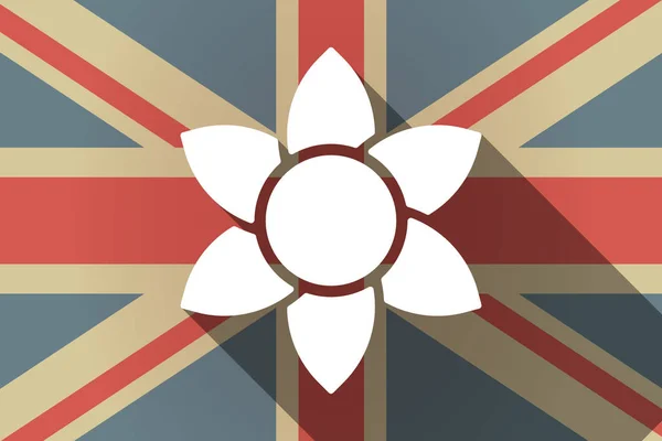 로터스 꽃과 함께 긴 그림자 영국 국기 — 스톡 벡터
