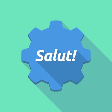 Uzun dişli Hello metnini ile gölge! Fransızca dil