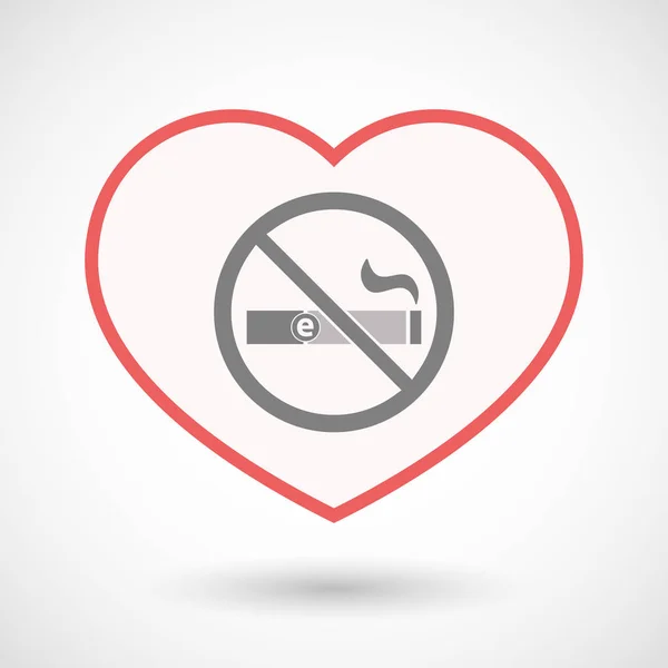 Isolated line art heart with  an e-cigarette  in a not allowed s — Stock Vector