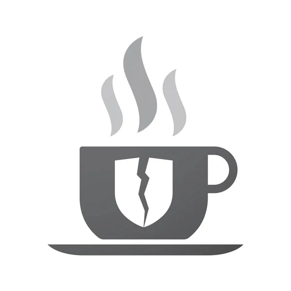 Tasse à café isolée avec un bouclier cassé — Image vectorielle