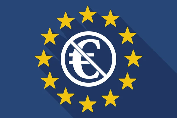 长阴影欧盟旗帜与欧洲签署中不允许使用的信号 — 图库矢量图片