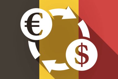 Uzun gölge Almanya bayrağı ile bir euro dolar işareti değişimi