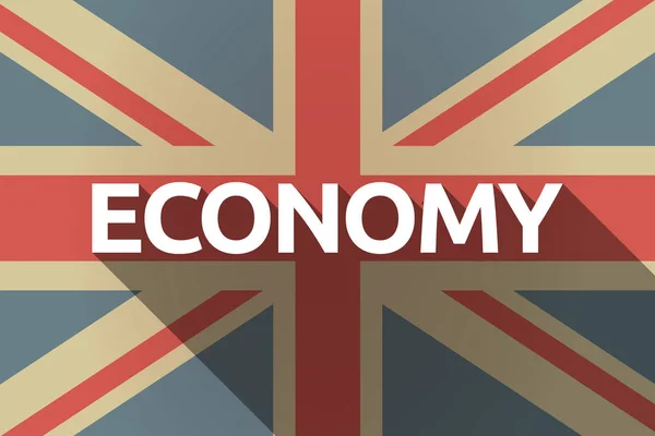 Larga sombra Bandera del Reino Unido con el texto ECONOMÍA — Vector de stock