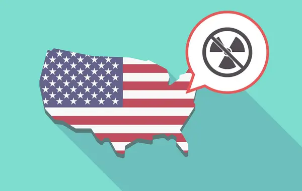 Długi cień mapę Usa ze znakiem radioaktywności w nie wolno — Wektor stockowy
