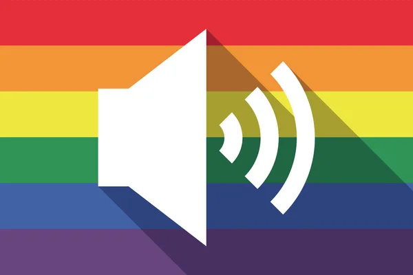 Longue ombre gay pride drapeau avec un haut-parleur volume signe — Image vectorielle