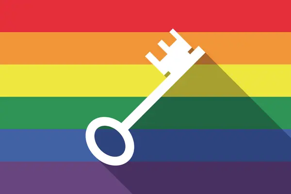 Longue ombre gay pride drapeau avec une clé vintage — Image vectorielle