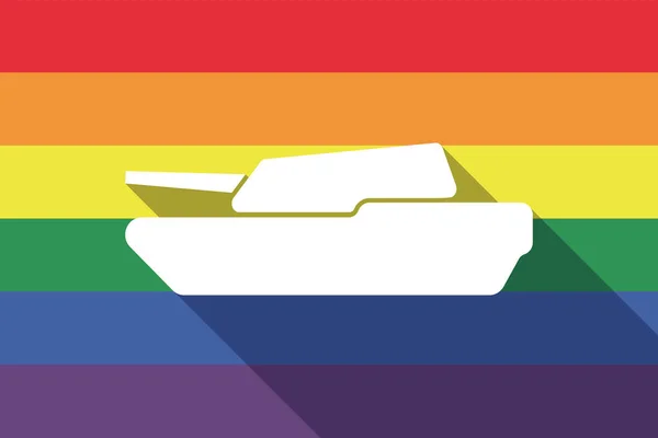 Lunga ombra gay orgoglio bandiera con un combattimento serbatoio — Vettoriale Stock
