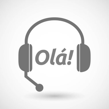 İzole eller serbest kulaklık Hello metnini ile! Liman