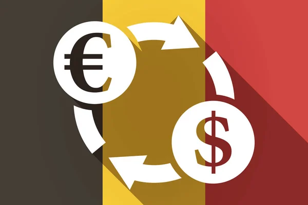 Long shadow Germany flag with  an euro dollar exchange sign — Stock Vector