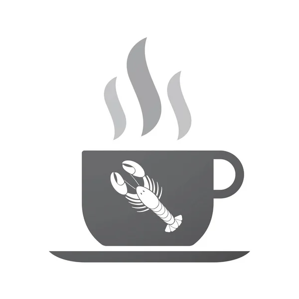 Caneca de café isolada com marisco de lagosta — Vetor de Stock