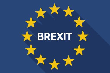 Uzun gölge AB bayrağı ile metin Brexit