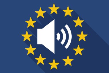 Uzun gölge AB bayrağı ile hoparlör ses kayıt 