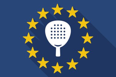 Uzun bir kürek raket ile gölge AB bayrağı 