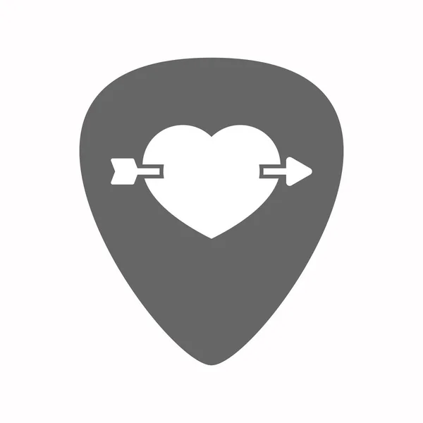 Elszigetelt gitár plektron egy nyíllal átszúrt szív — Stock Vector