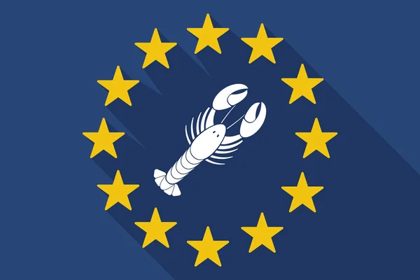 Bandeira da UE de sombra longa com marisco de lagosta — Vetor de Stock