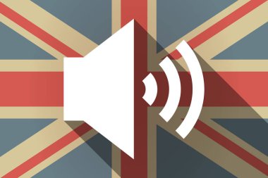 Uzun gölge İngiltere bayrağı ile hoparlör ses kayıt 