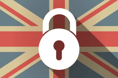 Uzun gölge İngiltere bayrağı ile kapalı kilit yastık