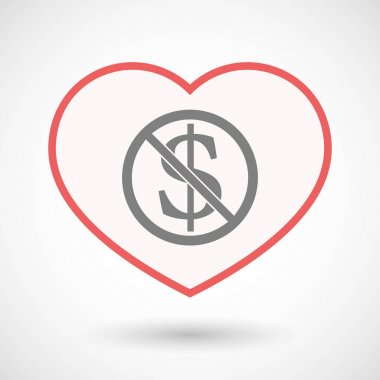 İzole hat sanat kalp bir değil bir dolar işareti olan si izin