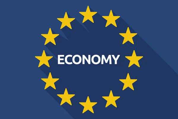 Bandiera UE a lunga ombra con il testo ECONOMIA — Vettoriale Stock