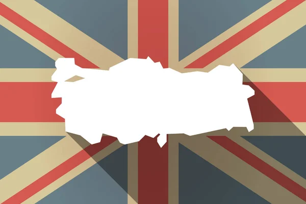Langer Schatten uk Flagge mit einer Landkarte der Türkei — Stockvektor