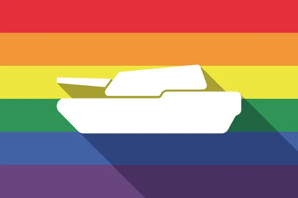Longa sombra gay orgulho bandeira com um combate tanque — Vetor de Stock