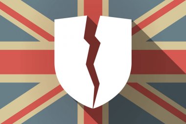 Uzun gölge İngiltere bayrağı ile kırık bir kalkan