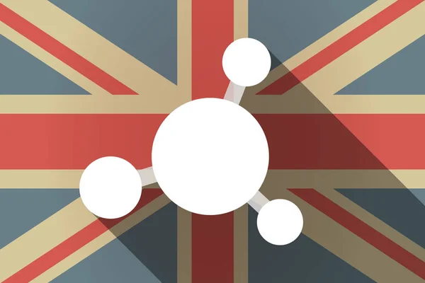 Bandera larga sombra del Reino Unido con una señal de red interconectada — Vector de stock