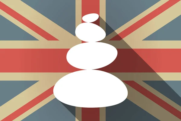 Długi cień Flaga Wielkiej Brytanii z ułożone kamienie zen — Wektor stockowy