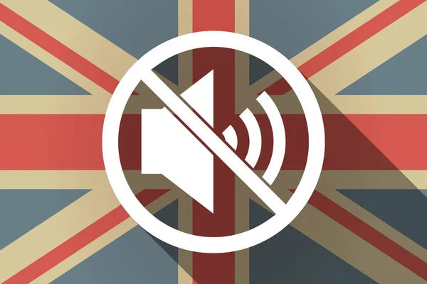 Bandera larga sombra del Reino Unido con altavoz en una señal no permitida — Vector de stock